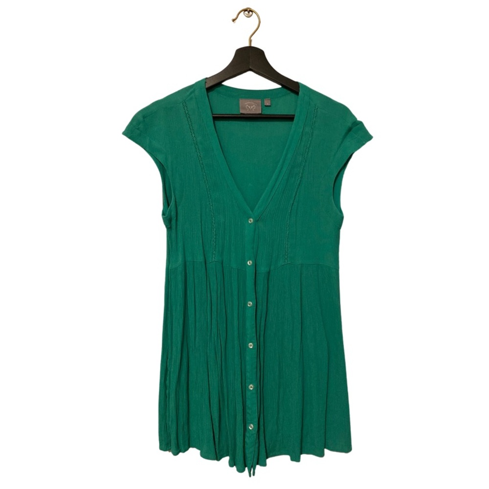 Anthropologie Vanessa Virginia Green lace tunic